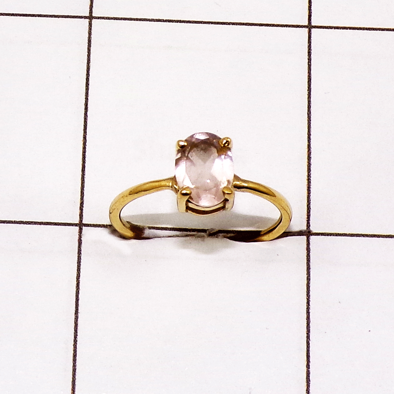 Excellent Rose Quartz Cut Ring C - JBR999 Recently Collection Cut Oval Shape Gemstone With 18ct Gold Plating & Prong Setting Ring    Ring Size - 5to9US